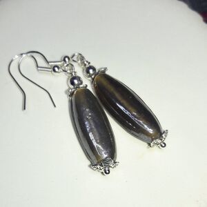 Boho Earrings  075# Czech glass pickle pickle beads Silver 925 stampedHooks Bohe